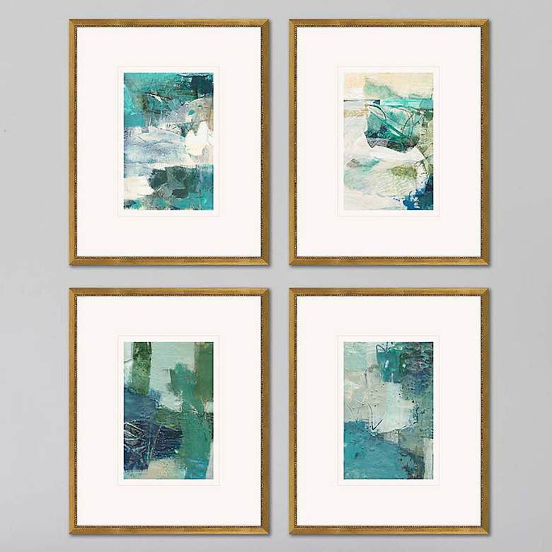 Image 2 Terrene Abstract 21 inch High 4-Piece Giclee Framed Wall Art Set