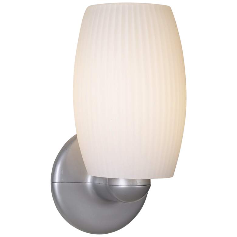Image 1 Terrickson 9" High White Ribbed Glass Wall Sconce