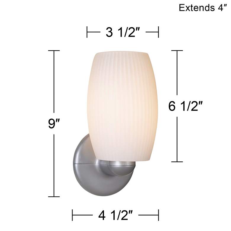 Image 4 Terrickson 9" High White Ribbed Glass Wall Sconce more views