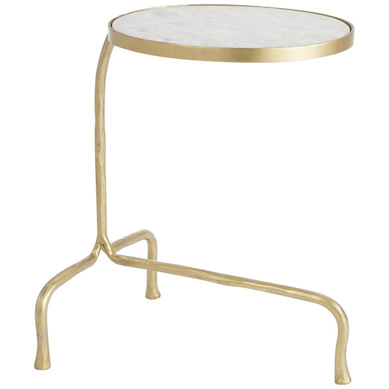 Image 1 Terry 19 inch Wide Cantilever Tripod Brass Accent Table