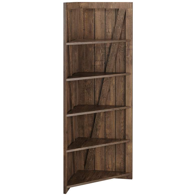 Image 1 Terry 20 1/2"W Reclaimed Oak Wood 5-Shelf Corner Bookcase