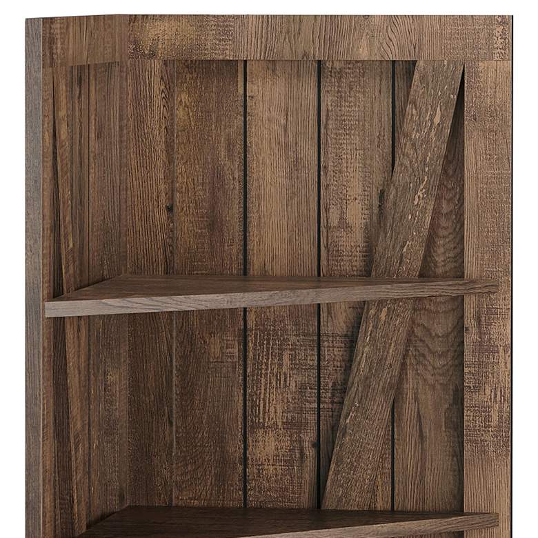 Image 2 Terry 20 1/2"W Reclaimed Oak Wood 5-Shelf Corner Bookcase more views