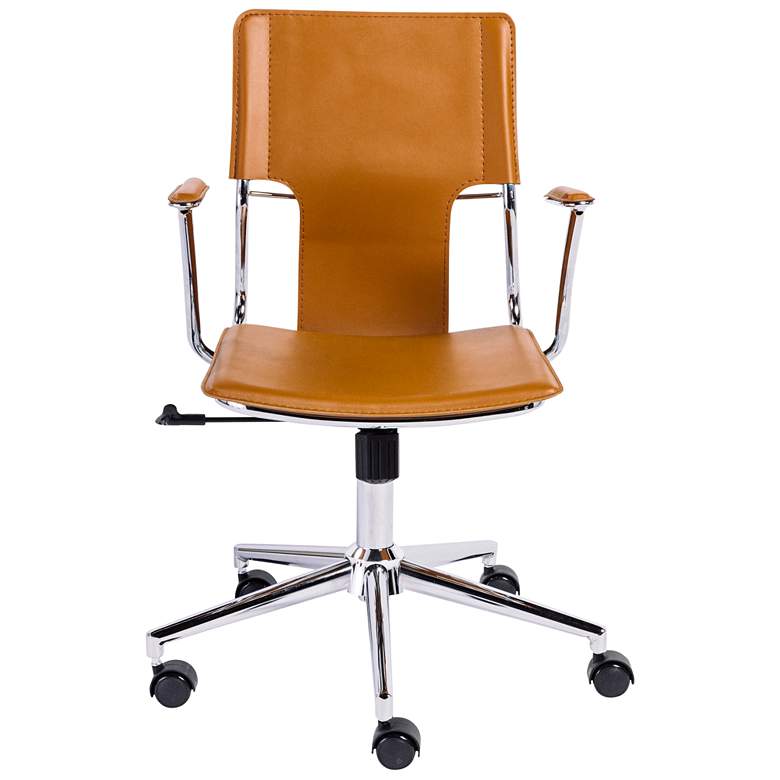 Image 1 Terry Cognac Hard Leatherette Adjustable Swivel Office Chair