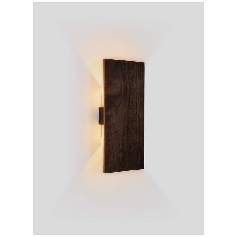 Image 2 Tersus L 15" High Dark Stained Walnut 3000K Soft White LED Wall Sconce more views