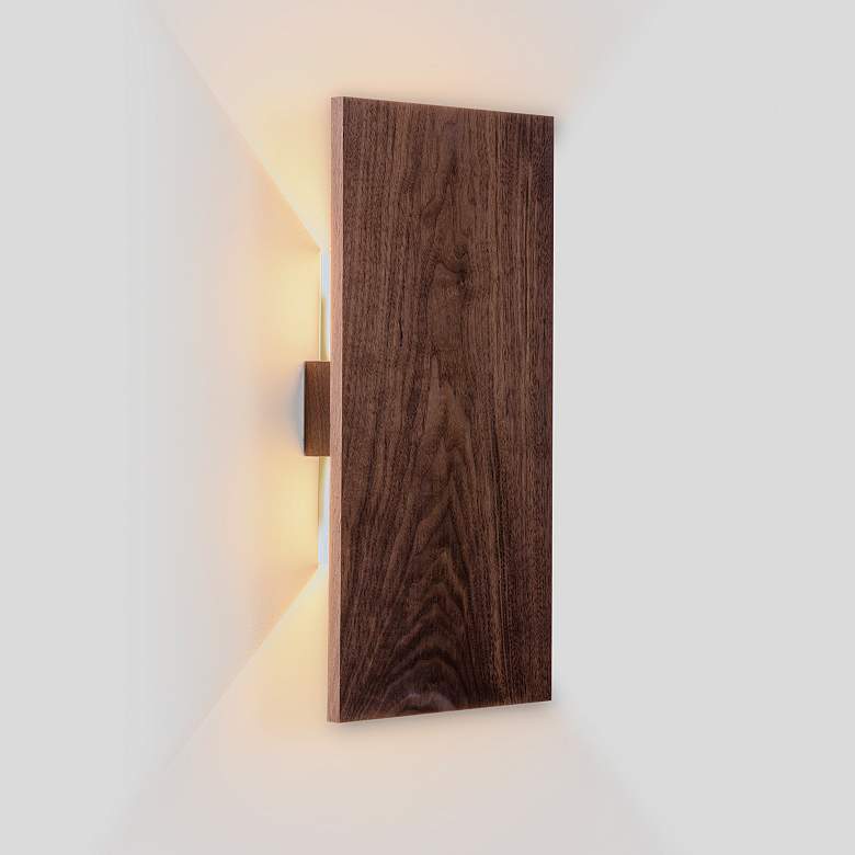 Image 1 Tersus L 15" High Walnut 2700K Warm White Wall Sconce