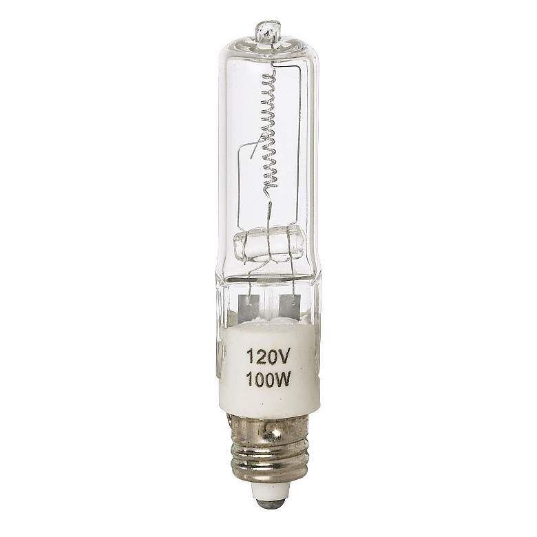 Image 1 Tesler 100 Watt Mini Candelabra Clear Halogen Light Bulb