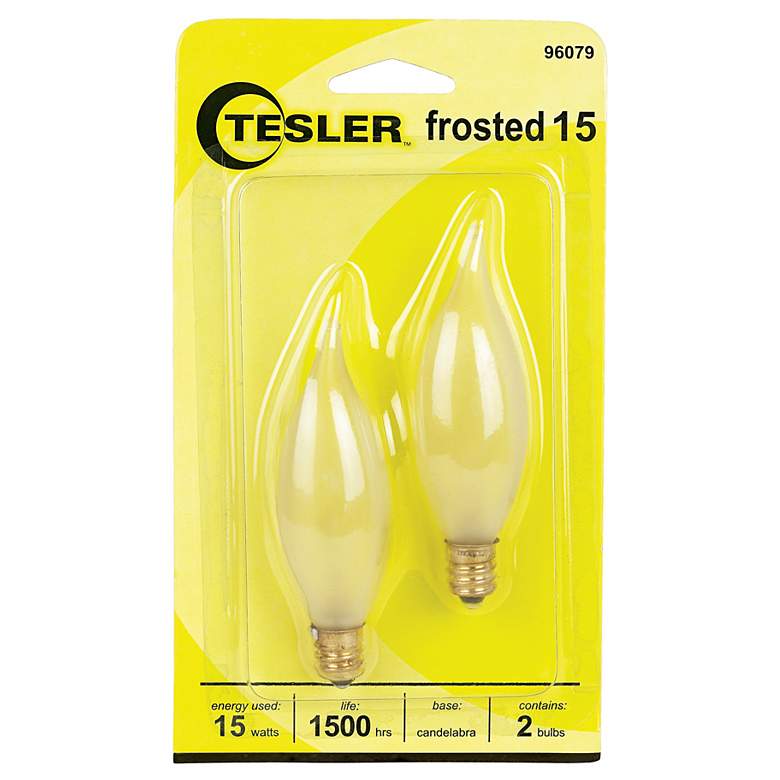 Image 1 Tesler 15 Watt 2-Pack Frosted Bent Tip Candelabra Bulbs