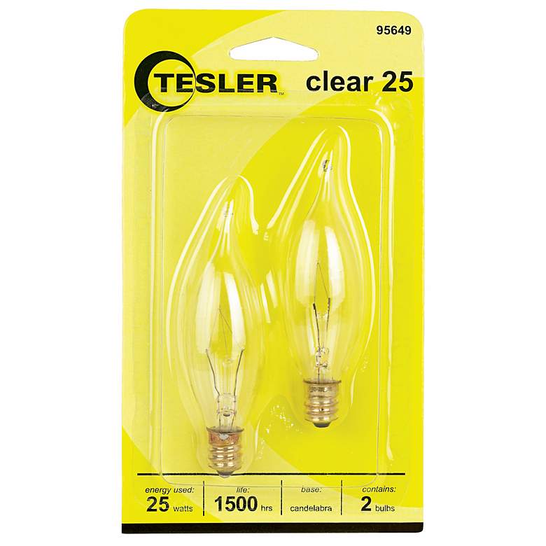 Image 1 Tesler 25 Watt 2-Pack Bent Tip Candelabra Light Bulbs