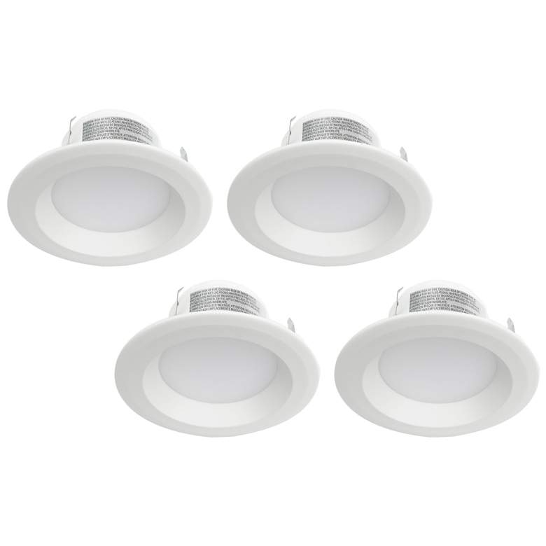 Image 1 Tesler 4" Plain White 8.5W 3000K LED Retrofit Trims 4-Pack