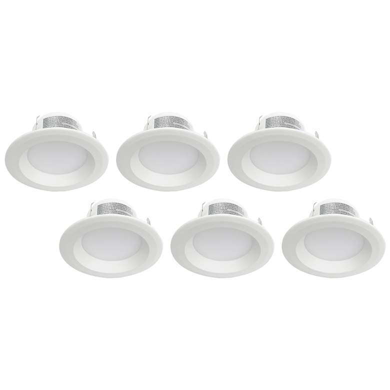 Image 1 Tesler 4" Plain White 8.5W 3000K LED Retrofit Trims 6-Pack