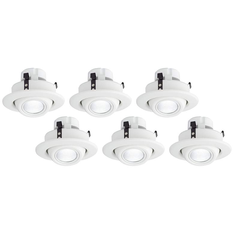 Image 1 Tesler 4" White Eyeball 10 Watt LED Retrofit Trims 6-Pack