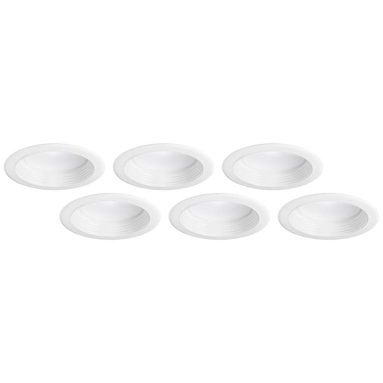 Image 1 Tesler 4 inch White Smooth or Baffle LED Retrofit Trims 6-Pack
