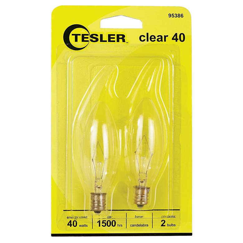 Image 1 Tesler 40 Watt 2-Pack Blunt Tip Candelabra Light Bulbs