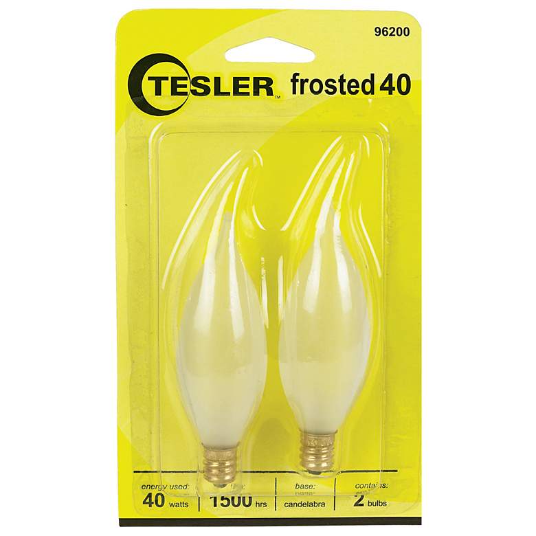 Image 1 Tesler 40 Watt 2-Pack Frosted Bent Tip Candelabra Bulbs
