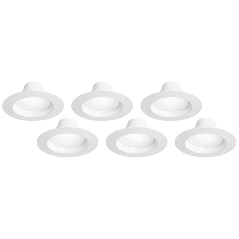 Image 1 Tesler 6" White 15 Watt LED Recessed Retrofit Trim 6-Pack