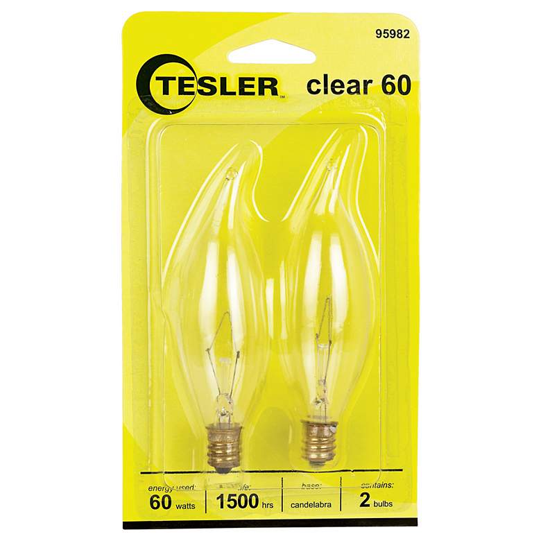 Image 1 Tesler 60 Watt 2-Pack Bent Tip Candelabra Light Bulbs