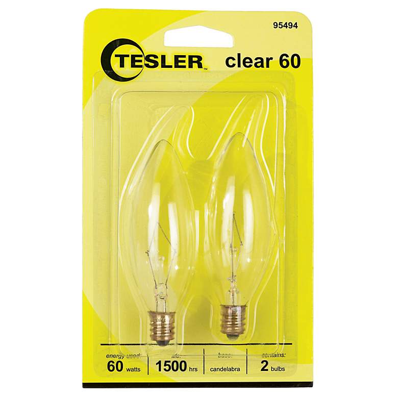 Image 1 Tesler 60 Watt 2-Pack Blunt Tip Candelabra Light Bulbs