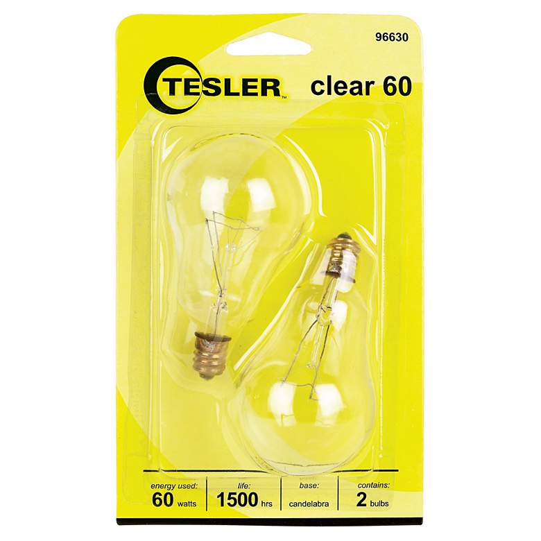 Image 1 Tesler 60 Watt 2-Pack Clear Ceiling Fan Candelabra Bulbs