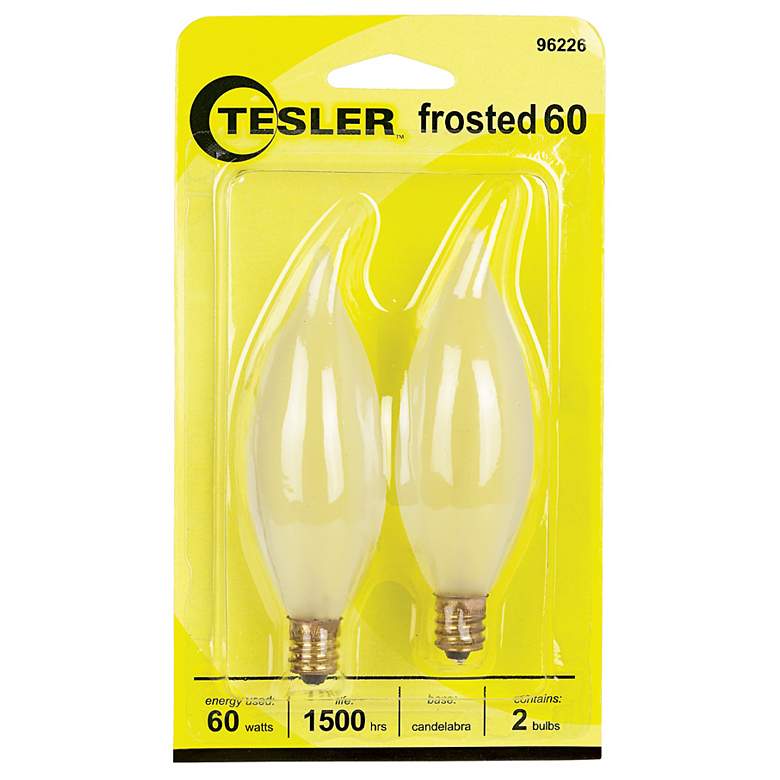 Image 1 Tesler 60 Watt 2-Pack Frosted Bent Tip Candelabra Bulbs