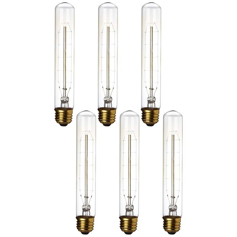 Image 1 Tesler 60 Watt E26 Edison Style Tube Light Bulb 6-Pack