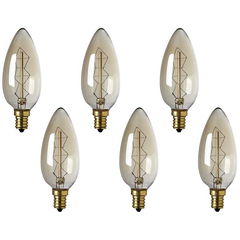 Image 1 Tesler 60 Watt Edison Style Candelabra Base Bulb 6-Pack