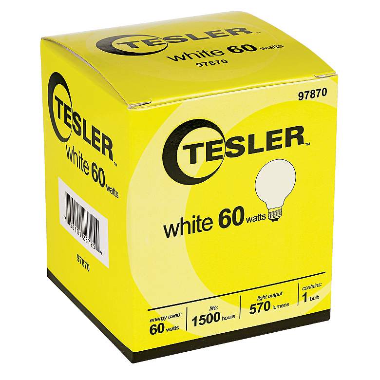 Image 1 Tesler 60 Watt G25 White Glass Light Bulb