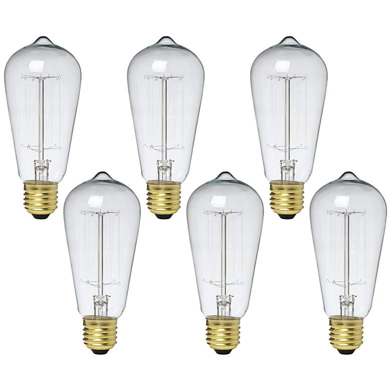 Image 1 Tesler 60W Standard Nostalgic Edison Style Light Bulb 6-Pack