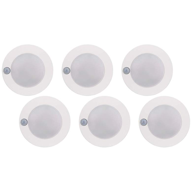 Image 1 Tesler 7" White Motion Sensor 15W LED Junction Box Disk Light 6 Pack