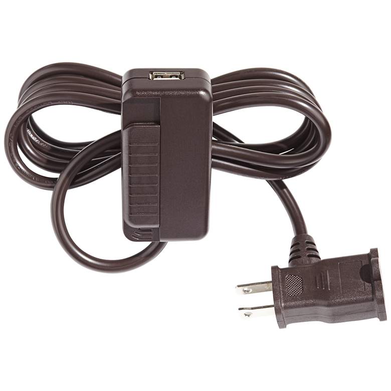 Image 1 Tesler Brown Finish CFL-LED Plug-In Table Top Dimmer with USB Port
