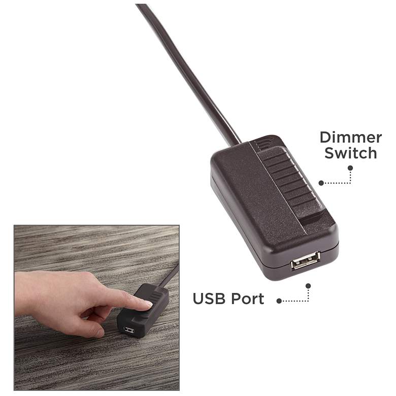 Image 2 Tesler Brown Finish CFL-LED Plug-In Table Top Dimmer with USB Port more views