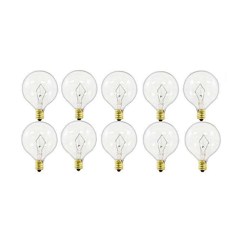 Image 1 Tesler Clear 40 Watt Candelabra Globe Bulb Pack of 10