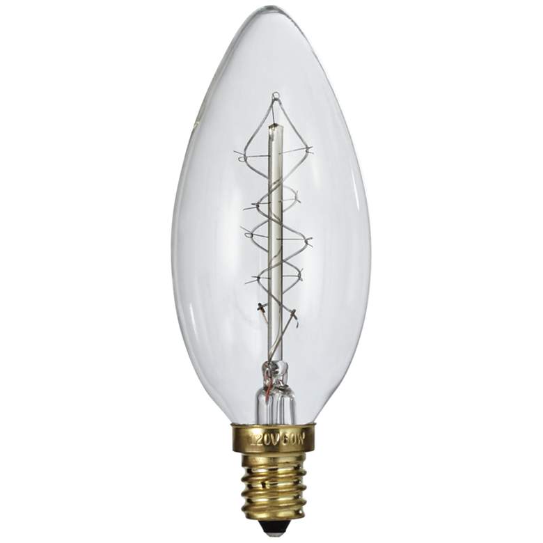 Image 1 Tesler Clear 60 Watt Edison Style E12 Candelabra Light Bulb