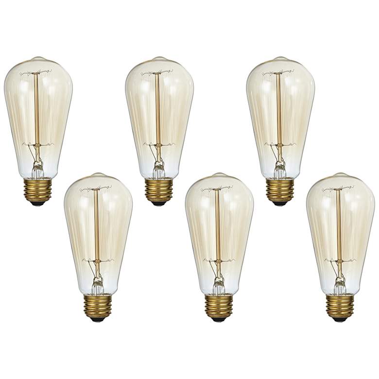 Image 1 Tesler Clear 60 Watt Standard Edison Style Light Bulb 6-Pack