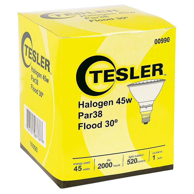 Image 1 Tesler PAR38 Halogen 45 Watt Flood Light Bulb