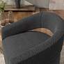 Tess Charcoal Boucle Fabric Swivel Base Barrel Chair