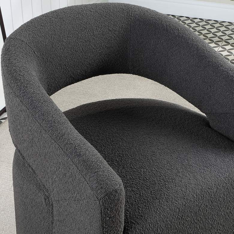 Image 5 Tess Charcoal Boucle Fabric Swivel Base Barrel Chair more views