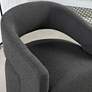 Tess Charcoal Boucle Fabric Swivel Base Barrel Chair