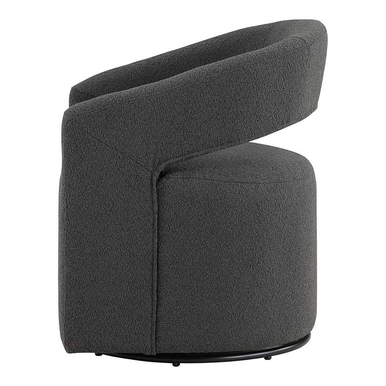 Image 7 Tess Charcoal Boucle Fabric Swivel Base Barrel Chair more views
