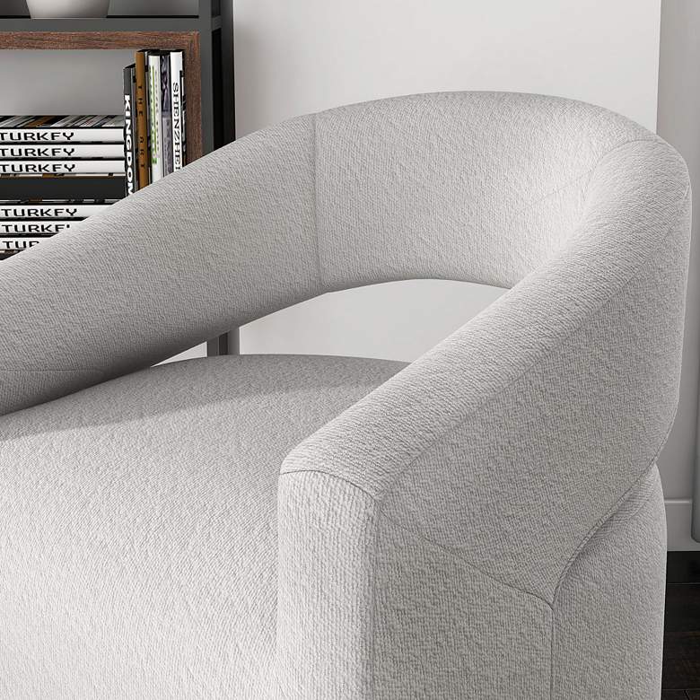 Image 3 Tess White Boucle Fabric Swivel Base Barrel Chair more views