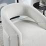Tess White Boucle Fabric Swivel Base Barrel Chair