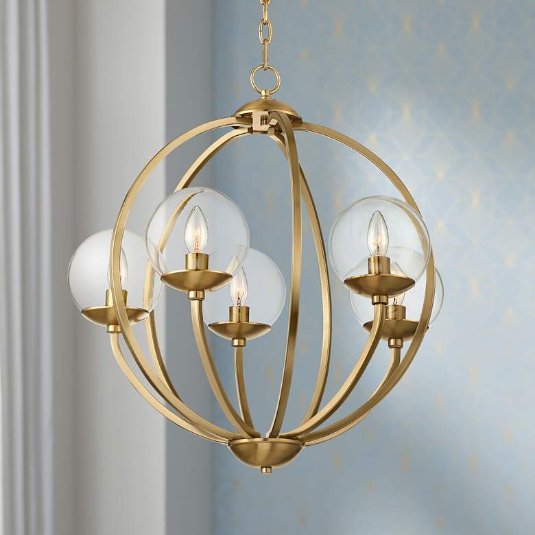 Image 1 Tessa 23 1/2 inch Wide 5-Light Warm Brass Pendant Light