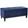 Tessa 42" Wide Blue Tufted Fabric Rectangular Storage Bench