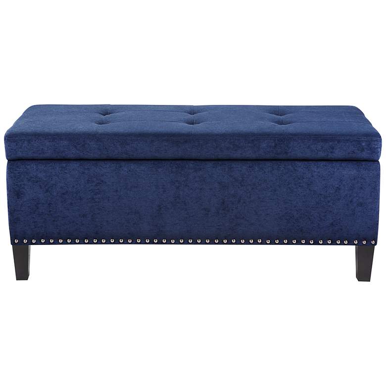 Image 3 Tessa 42 inch Wide Blue Tufted Fabric Rectangular Storage Bench more views