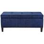 Tessa 42" Wide Blue Tufted Fabric Rectangular Storage Bench