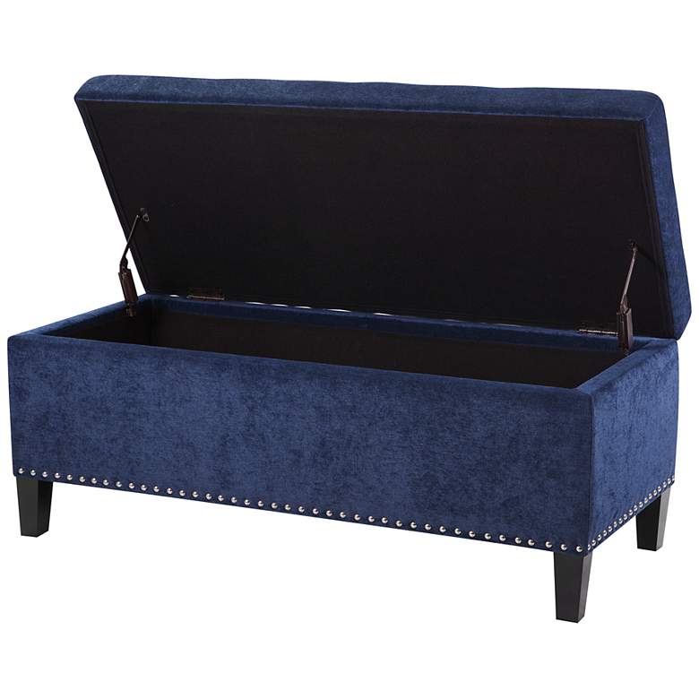 Image 4 Tessa 42" Wide Blue Tufted Fabric Rectangular Storage Bench more views