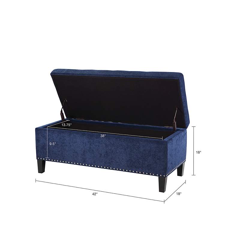 Image 5 Tessa 42" Wide Blue Tufted Fabric Rectangular Storage Bench more views
