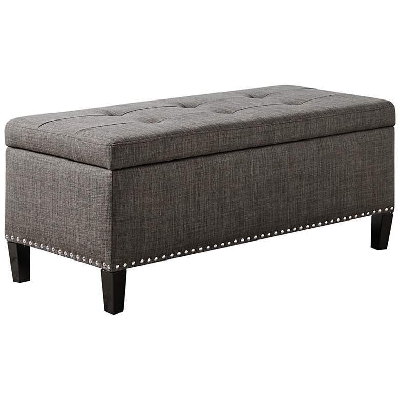 Image 2 Tessa 42" Wide Charcoal Fabric Tufted Storage Bench