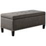 Tessa 42" Wide Charcoal Fabric Tufted Storage Bench