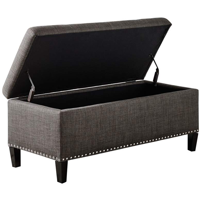 Image 4 Tessa 42" Wide Charcoal Fabric Tufted Storage Bench more views