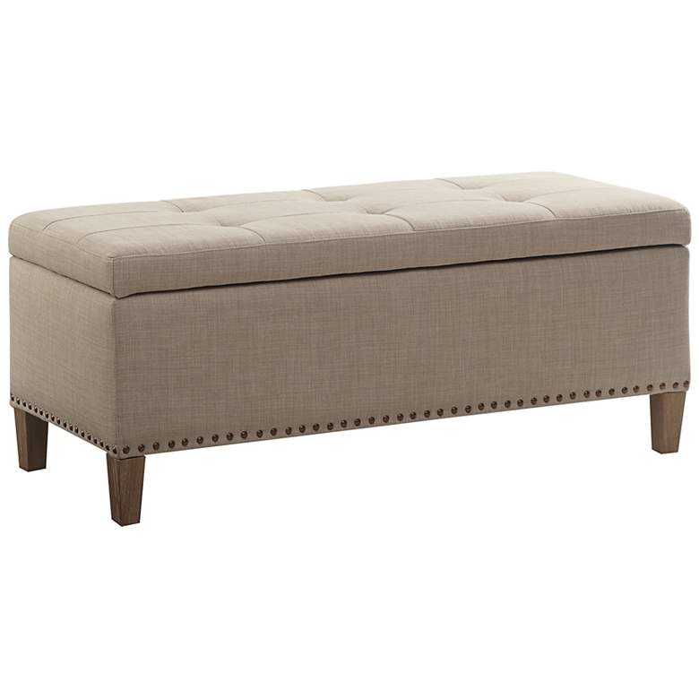 Image 2 Tessa 42" Wide Light Grey Fabric Tufted Storage Bench